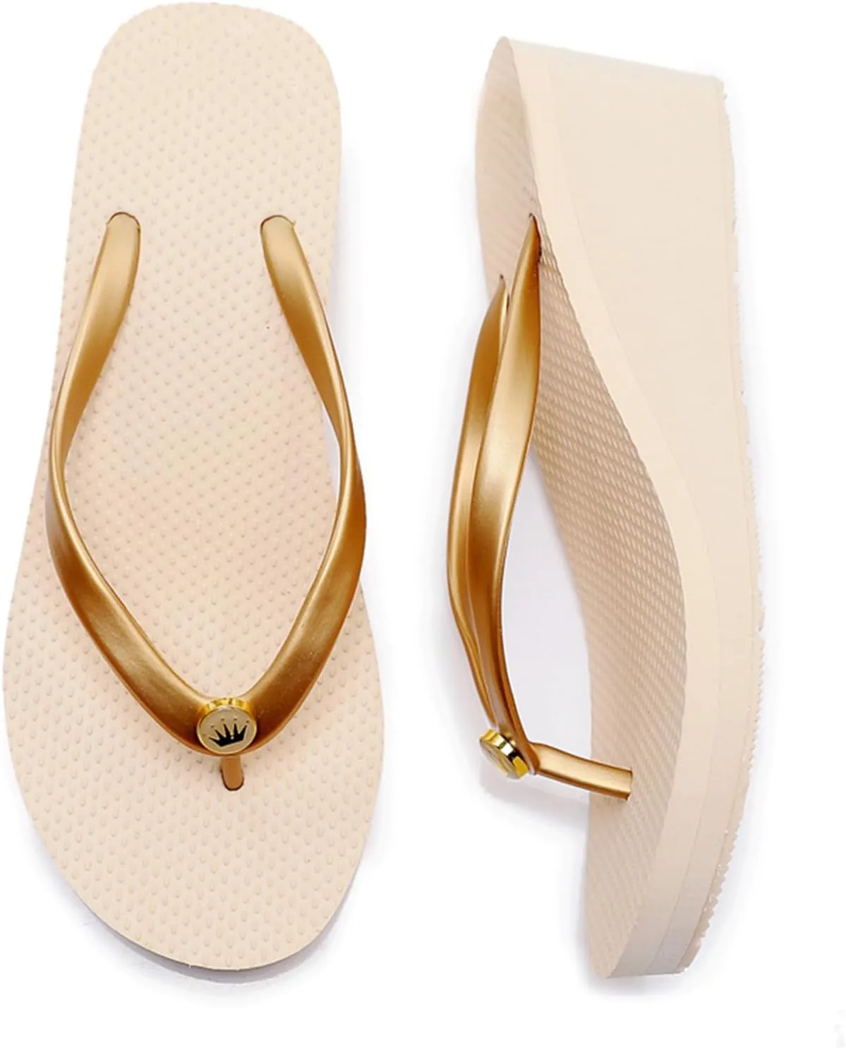 Women's Wedge Flip-flops Heeled,Women's summer casual fashion thick-soled sandal,6cm women's wedge-heeled beach slippers