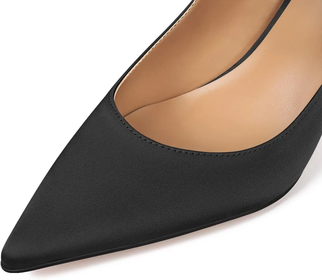 XINIUNIU Heeled Mules for Women Rhinestone Heels Pointed Toe Slip On 2.5 Inch Kitten Stiletto Closed Toe Sandals Dress Wedding Pump Shoes