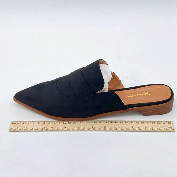 XYD Black Suede Pointed Toe Mule Slip On Backless Dress Sandal Slides Shoe