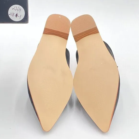 XYD Black Suede Pointed Toe Mule Slip On Backless Dress Sandal Slides Shoe