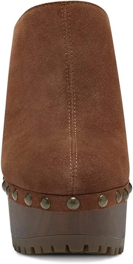 XYD Cork Platform Super High Heels Mules for Women Chunky Block Studded Closed Round Toe Slides Sandals Backless Fashion Dress Club Shoes