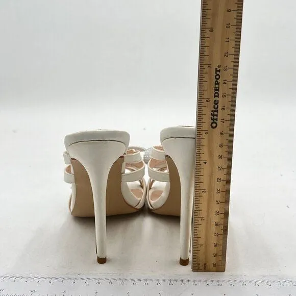 XYD White Dress Round Open Toe Cute Bow Sandals High Heel Strappy Party Mule
