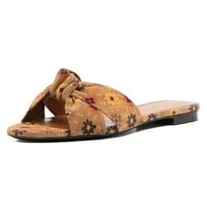 XYD Women Open Round Toe Bowknot Crossover Flats & Block Heel Sandals