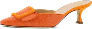 XYD Women Pointed Toe Mule Pumps with Buckle Kitten Low Heels Slip On Open-Back Slides Sandals Fashion Comfy Shoes