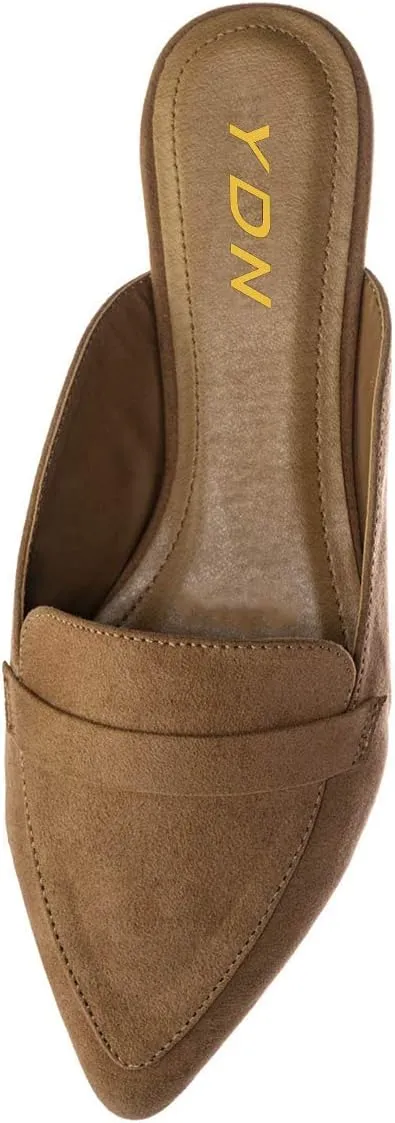 YDN Women Causal Slide Mules Comfy Flats Loafers Poined Toe Slipper Slip On Backless Sandals Fashion Dressy Summer Shoes