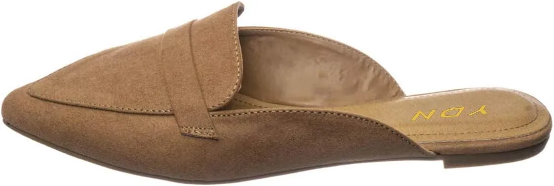 YDN Women Causal Slide Mules Comfy Flats Loafers Poined Toe Slipper Slip On Backless Sandals Fashion Dressy Summer Shoes