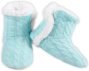 YELETE Women's Soft Cable Knit Faux Sherpa Lined Slippers