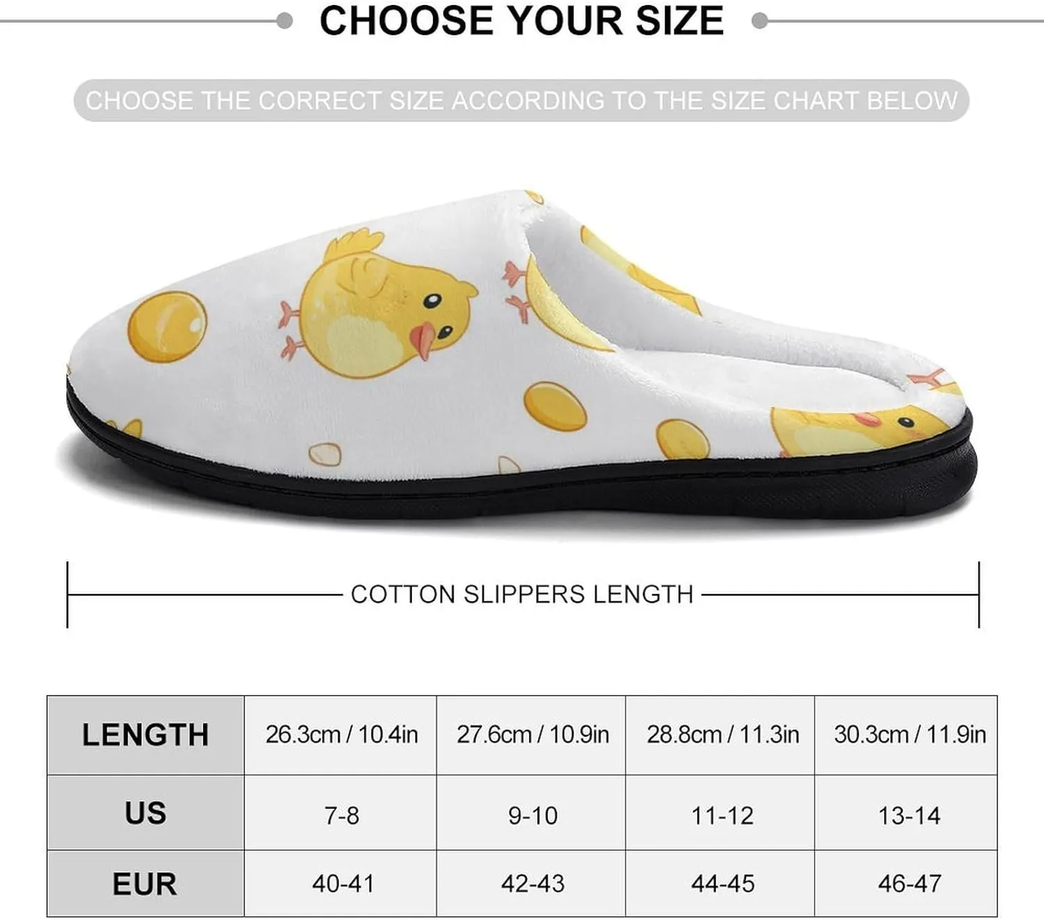 Yellow Easter Chick Chicken Funny Mens Slippers Lightweight Warm House Shoes Indoor Outdoor