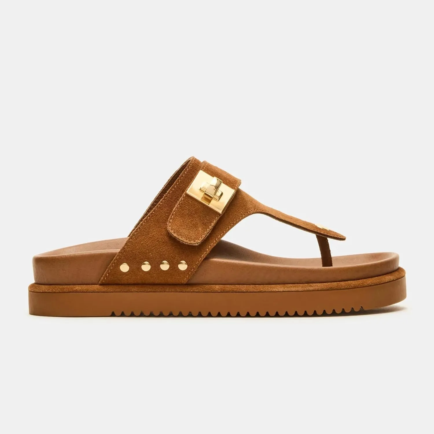 Yishaweiqi Suede Stud Platform Sandals for Women Slip On Open Round Toe Flip Flops Comfort Footbed Flatform Sandals Vacation Beach Slide Sandals