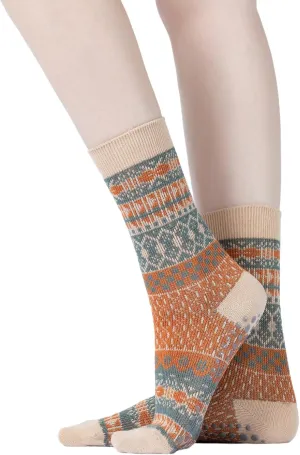 Yoga Pilates Socks with Grips for Women Knit Patterned Non Slip Cushioned Crew Socks for Barre Ballet Dance