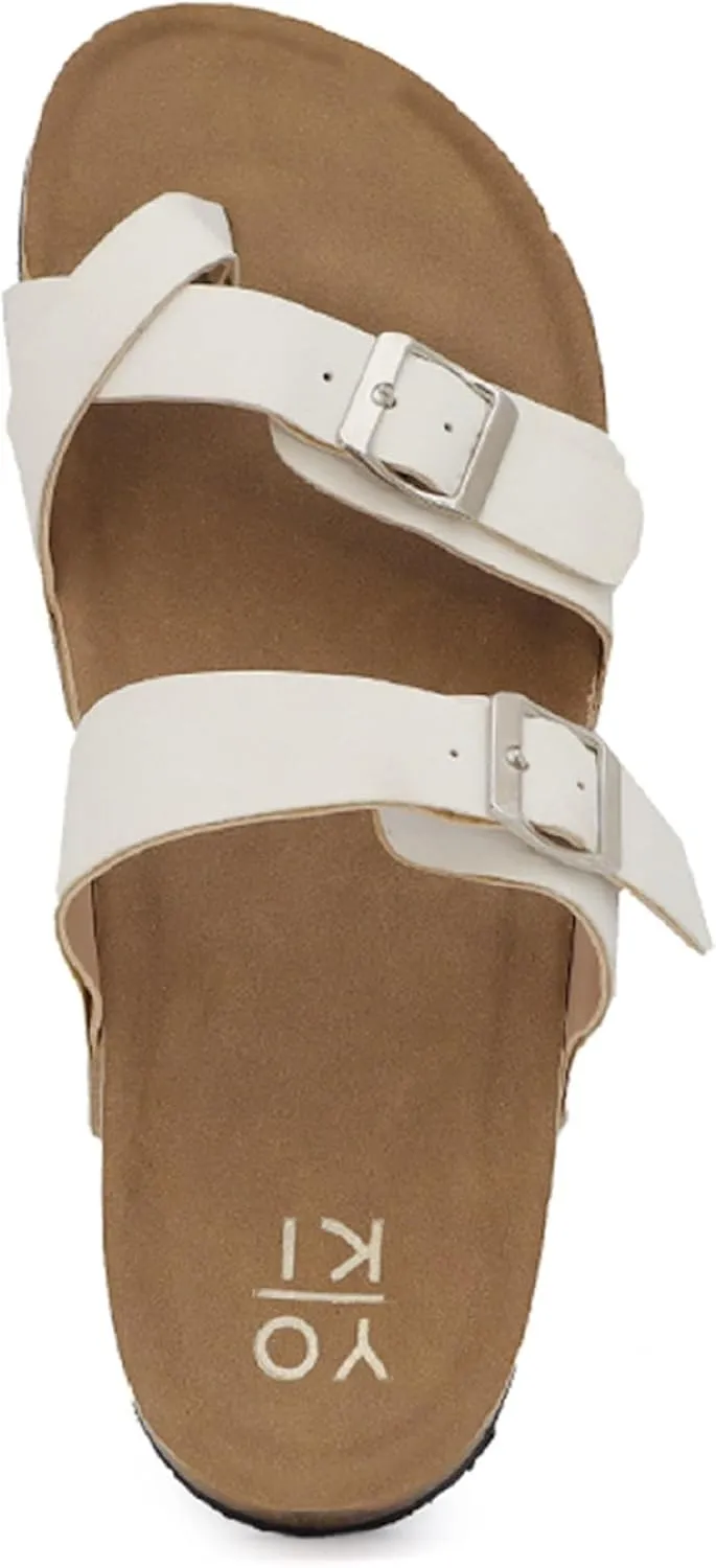 YOKI GIAN-280 Women’s Double Buckle Slide Sandal, Summer Sandals for Women