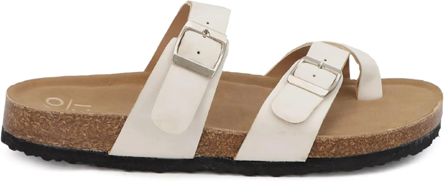 YOKI GIAN-280 Women’s Double Buckle Slide Sandal, Summer Sandals for Women