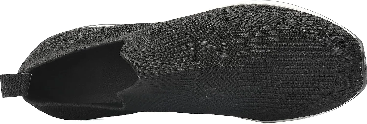 YZ High Heel Black Wedge Sneakers for Women Knit Upper Breathable Shoes