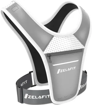 ZelaFit™ Running Vest for Women & Men Running Phone Holder – Perfect for Running Gear, Running Accessories, Running Essentials - Lightweight Chest Rig Phone Holder for Running (Silver)