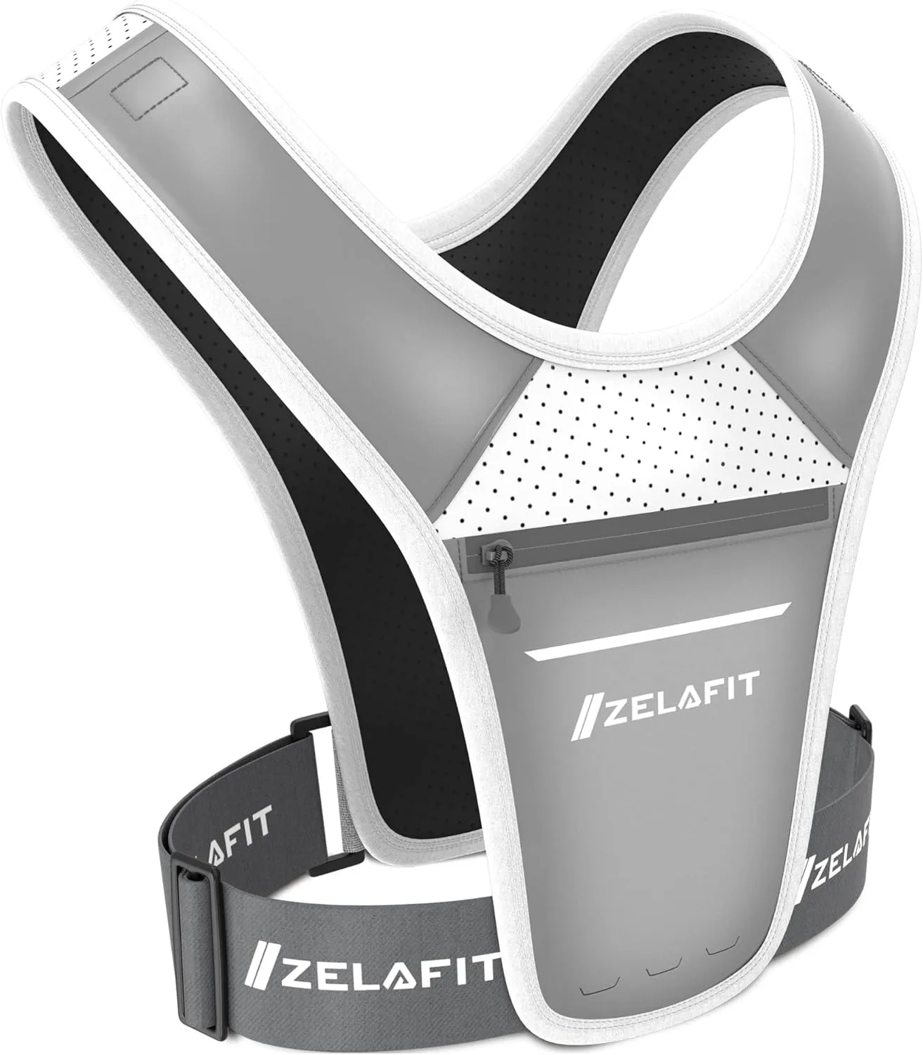 ZelaFit™ Running Vest for Women & Men Running Phone Holder – Perfect for Running Gear, Running Accessories, Running Essentials - Lightweight Chest Rig Phone Holder for Running (Silver)
