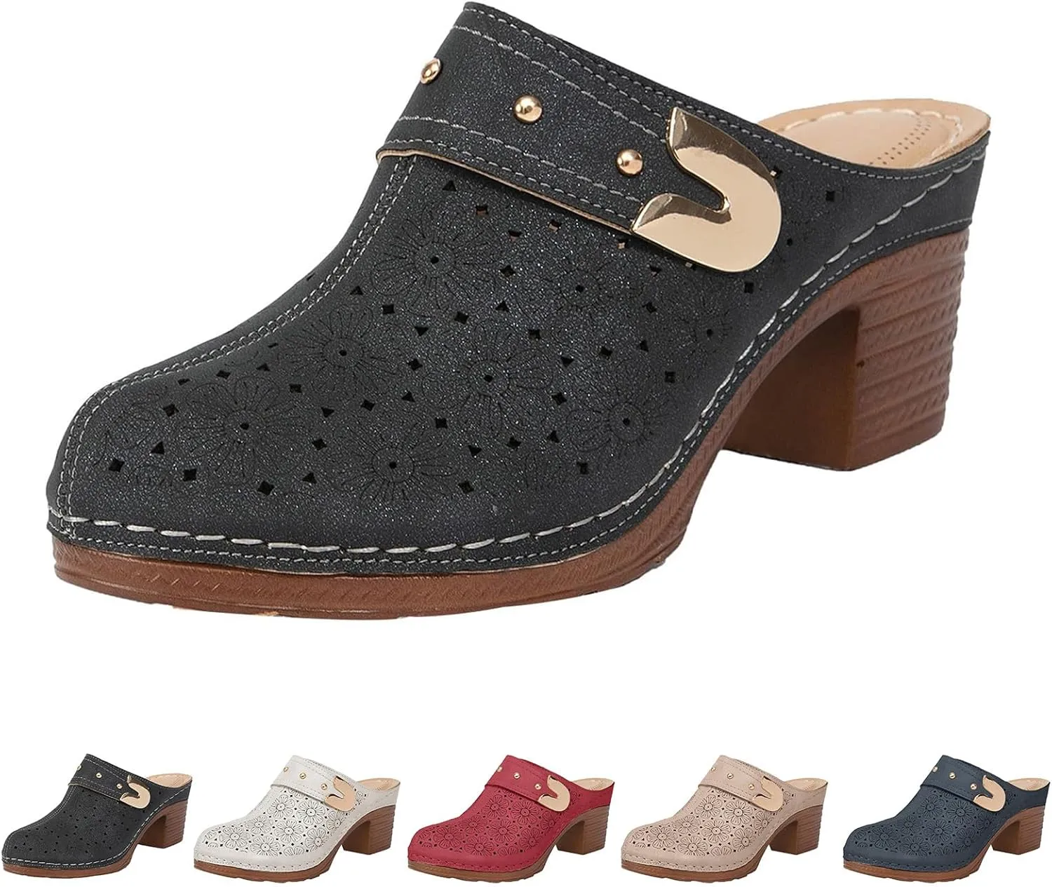ZWRXW Women's Mules & Clogs Fashion Dressy Closed Toe Sandals Breathable Mesh Hollow Out Sandals Slip On Summer Wedge Platform Sandal Bohemian Walking Shoes Festival Gift